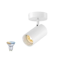 Wand- en plafondarmatuur ASTO TUBE SMART SET CW single GU10 1-vlams, Set van 1, met Lamphouder GU10 IP20, wit dimbaar