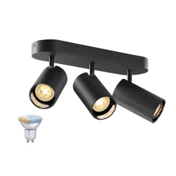 Wand- en plafondarmatuur ASTO TUBE SMART SET CW triple Set van 1 GU10 IP20, zwart dimbaar
