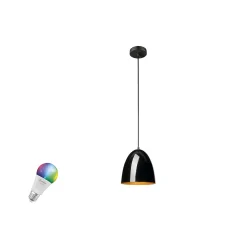 pendant luminaire PARA CONE 20 SMART SET E27 RGBW set of 1, RGBW, with lamp socket E27 IP20, gold, black dimmable