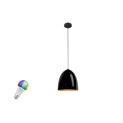 pendant luminaire PARA CONE 30 SMART SET E27 RGBW set of 1, RGBW, with lamp socket E27 IP20, gold, black dimmable
