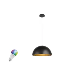 Pendelarmatuur FORCHINI M 40 SMART SET PD E27 RGBW Set van 1, RGBW, met Lamphouder E27 IP20, goud, zwart dimbaar