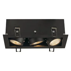 LED Ceiling recessed spot KADUX Triple, 3x6,2W, COB LED, 3000K, 38°, incl. Driver, Clip springs, black
