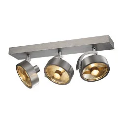 Wand- en plafondarmatuur KALU CW TRIPLE QPAR111 3-vlams, cardanisch draaien, met Lamphouder GU10 IP20, aluminium geborsteld