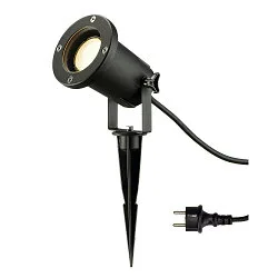 Lamp met grondpen BIG NAUTILUS rond, met stekker, kantelbaar GU10 IP65, zwart dimbaar