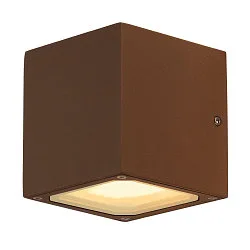 Wandarmatuur voor buitenshuis SITRA CUBE up down, cubusvorm GX53 IP44, roest dimbaar