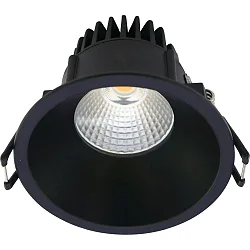 Inbouwarmatuur VELIA rond IP44, zwart mat dimbaar 11W 3000K