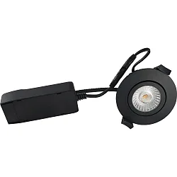 Inbouwarmatuur LOW PROFILE rond IP54, zwart mat dimbaar 6W 450lm 2700K