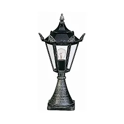 Pedestal luminaire Country style Type No. 0533, IP23, height 60cm, E27 QA55 max. 57W, cast alu / glass clear, black/silver