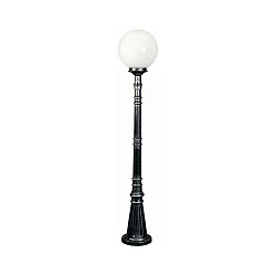 Path light Type No. 2014 with ball shade Ø 25cm, IP44, height 134cm, E27 QA55 max. 57W, cast alu / Opal glass, black-silver