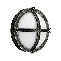 Wandarmatuur voor buitenshuis TYPE NO 6230 rond, met omslag E27 IP44, zwart, zilver dimbaar