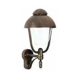 Wandarmatuur voor buitenshuis TYPE NO 0688 up E27 IP44, bruin, Messing gesatineerd dimbaar