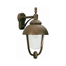 Wandarmatuur voor buitenshuis TYPE NO 0689 down E27 IP44, bruin, Messing gesatineerd dimbaar