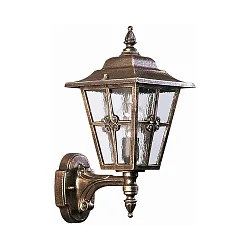 Wandarmatuur voor buitenshuis TYPE NO 1804 up E27 IP23, bruin, Messing gesatineerd dimbaar