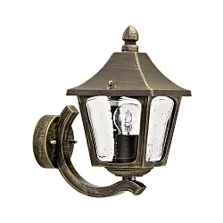 Wandarmatuur voor buitenshuis TYPE NO 1820 up, hoekig E27 IP44, bruin, Messing gesatineerd dimbaar