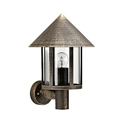 Wandarmatuur voor buitenshuis TYPE NO 1824 rond E27 IP44, bruin, Messing gesatineerd dimbaar