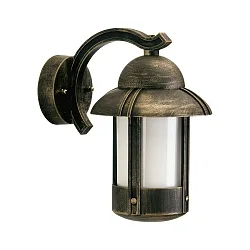 Wandarmatuur voor buitenshuis TYPE NO 1841 down, met omslag E27 IP44, bruin, Messing gesatineerd dimbaar