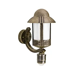 Outdoor Wall luminaire Country style Night watchman Type No. 1840 with motion sensor, IP44, E27, cast alu / opal, brown brass