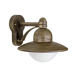 Wandarmatuur voor buitenshuis TYPE NO 1850 down, rond E27 IP44, bruin, Messing gesatineerd dimbaar