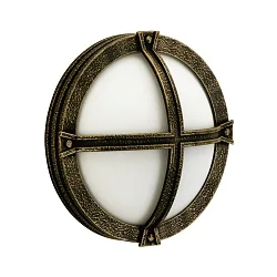 Wand- en plafondarmatuur TYPE NO 6230 rond, met omslag E27 IP44, bruin, Messing gesatineerd dimbaar