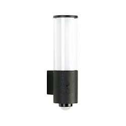 Wandarmatuur voor buitenshuis TYPE NO 0311 cilindrisch, met bewegingsmelder E27 IP44, zwart mat