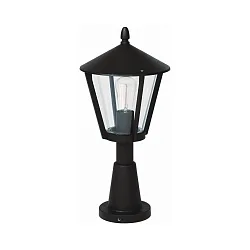 Pedestal luminaire Country style modern Type No. 0529, IP44, 56.5cm, E27 QA55 max. 57W, cast alu / acrylic glass, black matt
