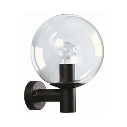 Wandarmatuur voor buitenshuis TYPE NO 0639 up E27 IP44, helder, zwart mat dimbaar