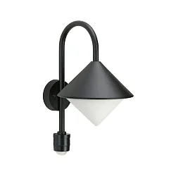 Wandarmatuur voor buitenshuis TYPE NO 0646 met bewegingsmelder E27 IP44, zwart mat 