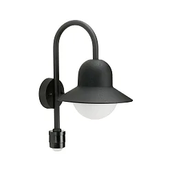 Wandarmatuur voor buitenshuis TYPE NO 0661 met bewegingsmelder E27 IP44, zwart 