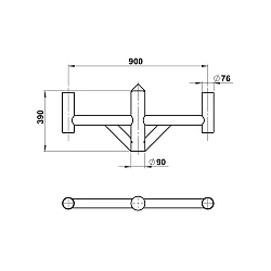 Mast bevestiging TYPE NO 1009, zwart mat