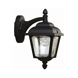 Wandarmatuur voor buitenshuis TYPE NO 1813 down, hoekig E27 IP44, zwart mat dimbaar