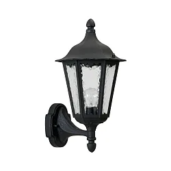 Wandarmatuur voor buitenshuis TYPE NO 1818 up, hoekig E27 IP23, zwart mat dimbaar