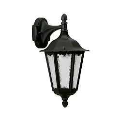 Wandarmatuur voor buitenshuis TYPE NO 1819 down, hoekig E27 IP23, zwart mat dimbaar