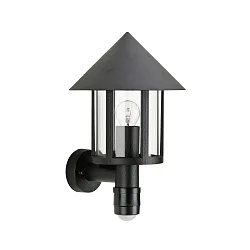 Outdoor Wall luminaire Country style Conical roof modern Type No. 1824 with motion sensor, cast alu, glass clear, black matt