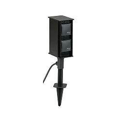 Contactdoos met grondpen TYPE NO 2104 4-voudig, hoekig, met stekker, zwart