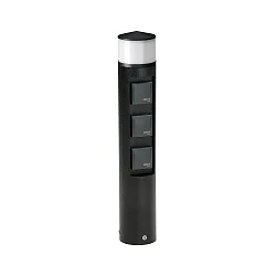 Lichtzuil met contactdozen TYPE NO 2202 3-voudig, rond, zonder schakelfunctie, zwart mat