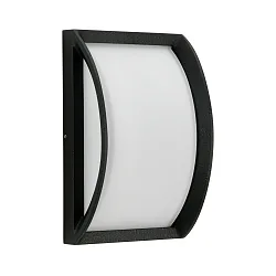 Outdoor Wall and Ceiling luminaire Type No. 6289, curved, 18.5 x 28.5cm, IP44, E27 QA55 max. 57W, cast alu / glass, black
