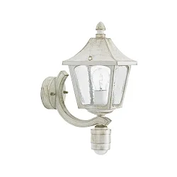 Wandarmatuur voor buitenshuis TYPE NO 1822 up, met bewegingsmelder E27 IP44, goud, wit dimbaar