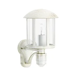 Wandarmatuur voor buitenshuis TYPE NO 1834 up, met bewegingsmelder E27 IP44, goud, wit 