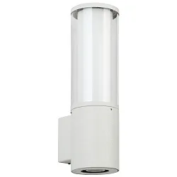Outdoor Wall luminaire Type No. 0321, IP44, E27 max. 20W, with lower light GU10 PAR16 max. 50W, stainless steel, white