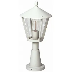 Pedestal luminaire Country style modern Type No. 0529, IP44, 56.5cm, E27 QA55 max. 57W, cast alu / acrylic glass clear, white