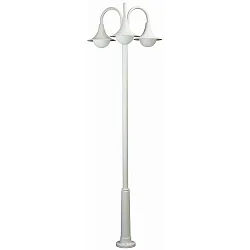 Mast light 3 flames Type No. 2073, height 220, 3x E27 QA55 max. 57W, cast alu / opal glass, white
