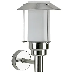 Outdoor Wall luminaire Type No. 0237, with Pagoda roof, IP44, E27 QA55 max. 57W, stainless steel / opal glass
