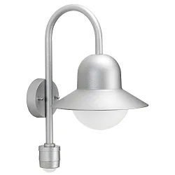Wandarmatuur voor buitenshuis TYPE NO 0662 met bewegingsmelder E27 IP44, zilver mat 