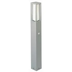 Lichtpaal TYPE NO 2066 hoekig, met bewegingsmelder E27 IP44, zilver mat