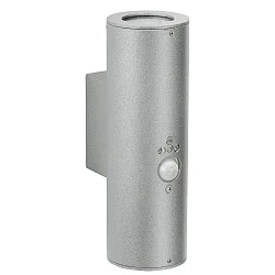 Outdoor Wall spot Type No. 2481 with motion detector - 2-sided, wide/wide, IP44, 2x GU10 PAR16 50W, rigid, silver