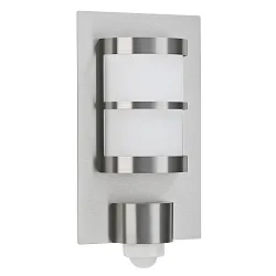 Outdoor Wall luminaire Type No. 6224 with motion detectoe (Type No. 6144), half round, 20 x 35.5cm, E27 QA55, stainless steel