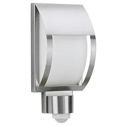 Wandarmatuur voor buitenshuis TYPE NO 6228 halfrond, met bewegingsmelder E27 IP44, rvs mat 