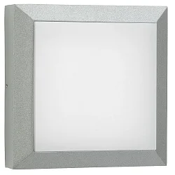 Wand- en plafondarmatuur TYPE NO 6562 groot, vierkant, dimbaar, slagvast IP54, zilver mat dimbaar