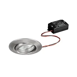 Recessed LED spot, IP20, round, 230V AC, 6W 3000K 640lm 38°, swivelling 25°, matt chrome