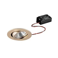 Recessed LED spot set incl. converter, IP20, 230V, 7W 2700K 770lm 38°, swivelling, matt champaign